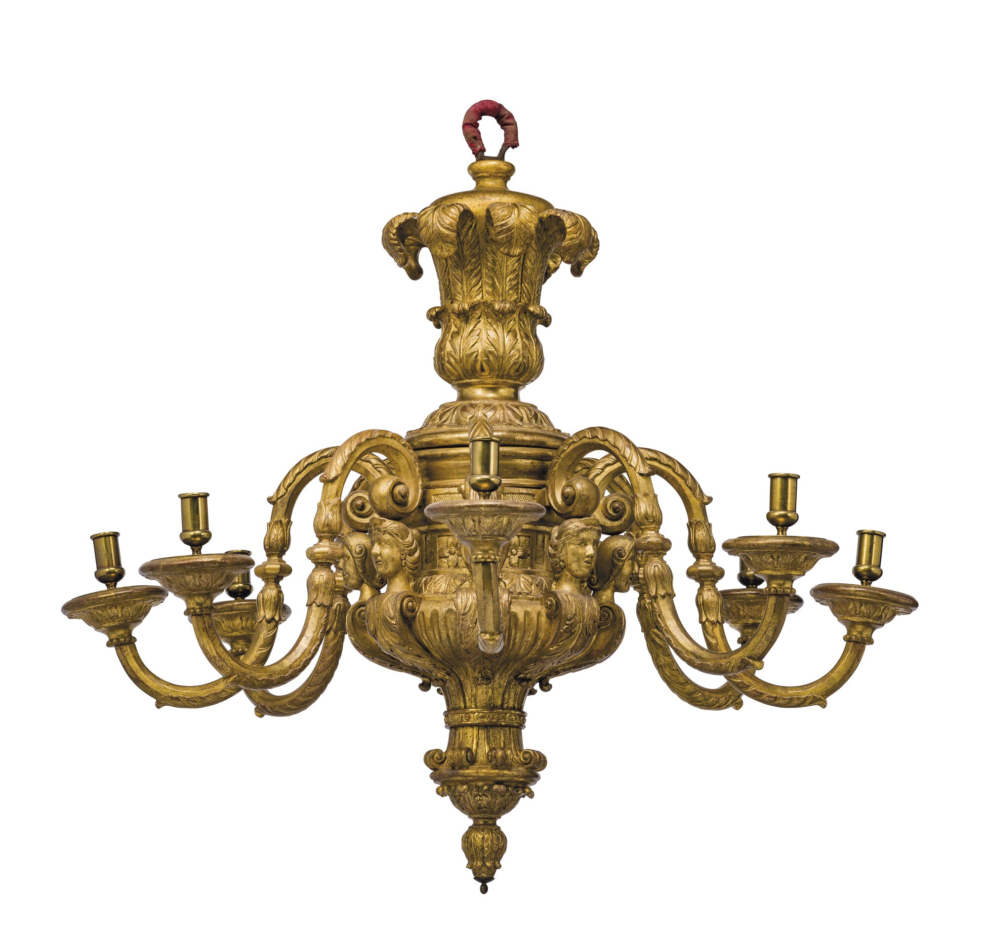 A GEORGE II GILTWOOD EIGHT BRANCH CHANDELIER
