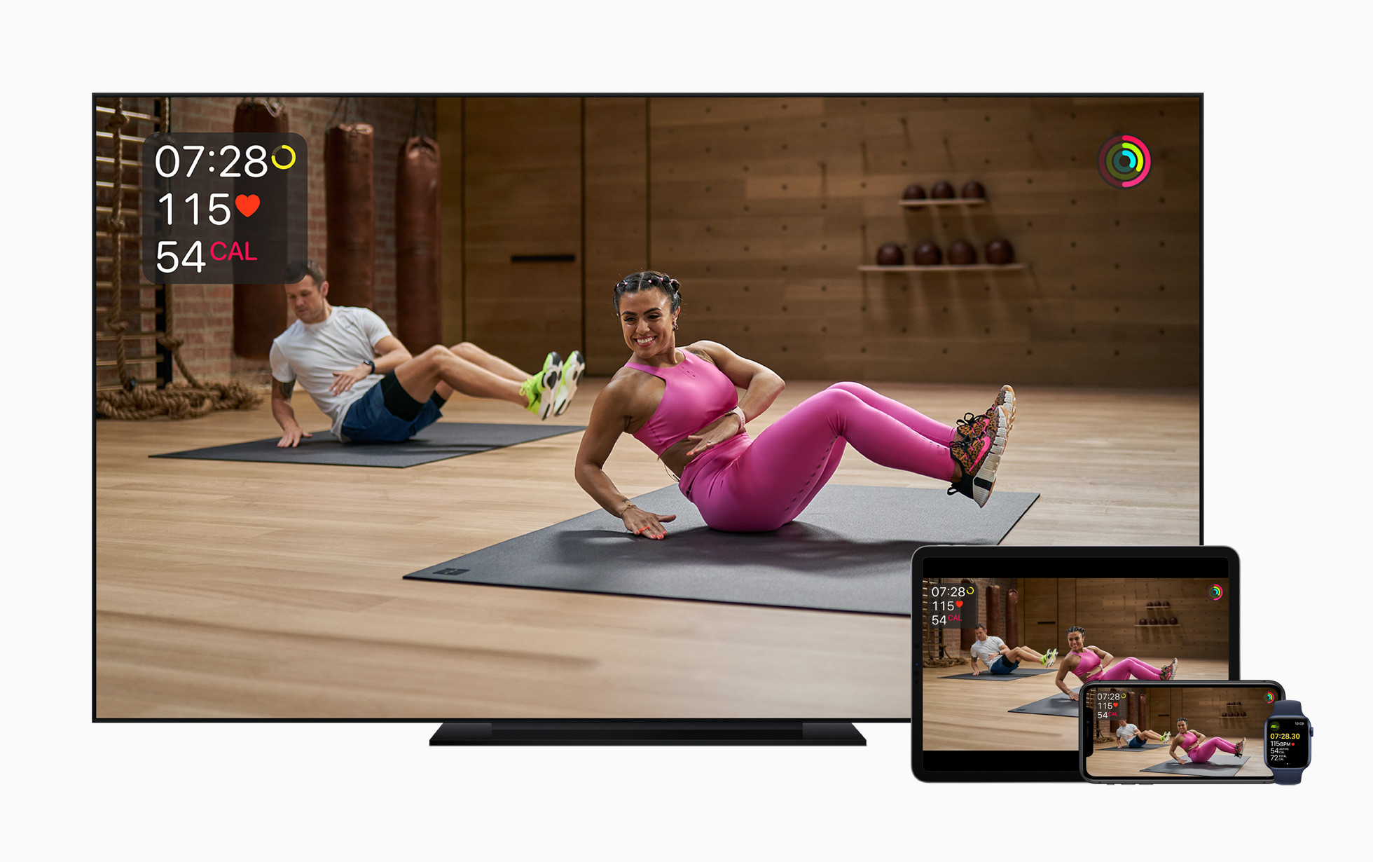 Apple fitness plus screens appletv ipadpro applewatch iphone11 09152020