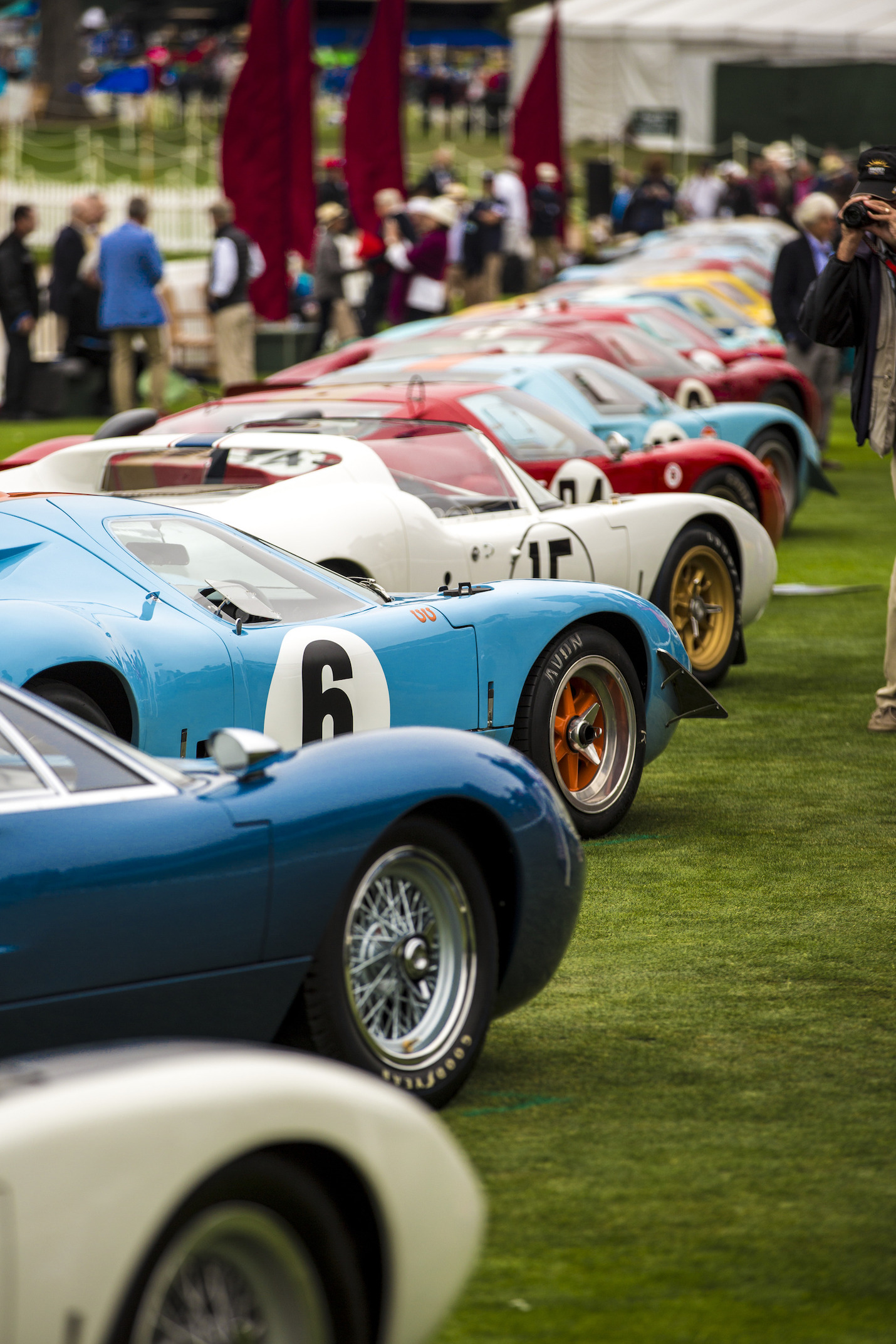 CARS ON DISPLAY AT THE PEBBLE BEACH CONCOURS DELEGANCE