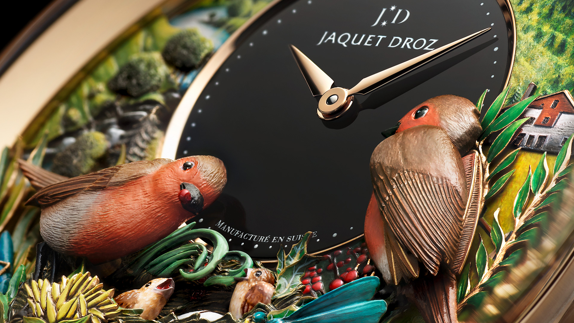 Jaquet Droz Bird Repeater 300th Anniversary J031033211 Ambiance Close Up Bottom Right