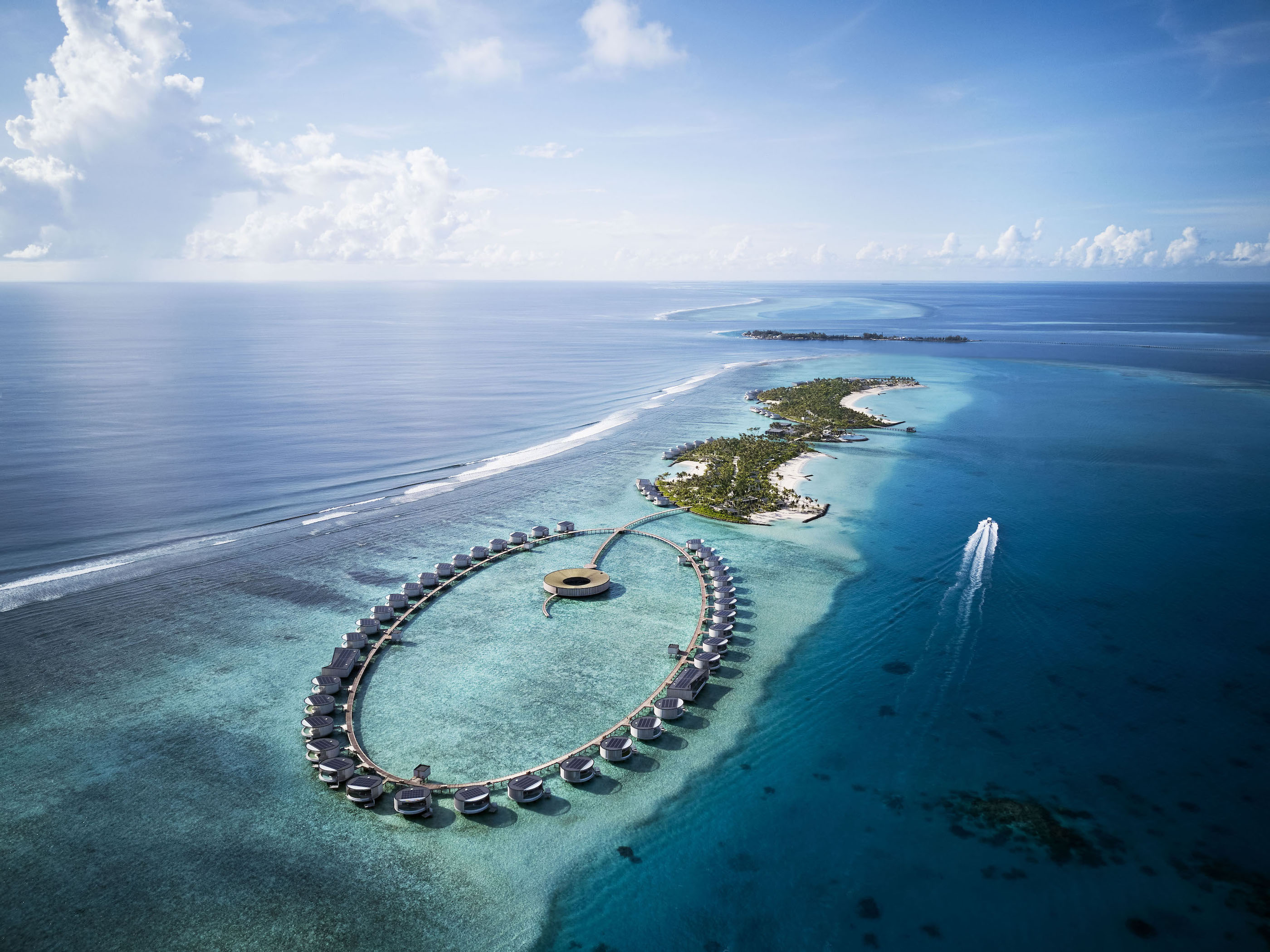 The Ritz Carlton Maldives Fari Islands Aerial Boat