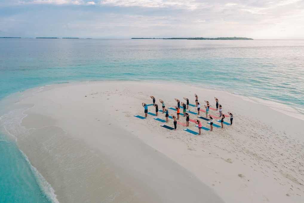 Yoga with Kristina Rihanoff on the Sandbank Aerial Shots